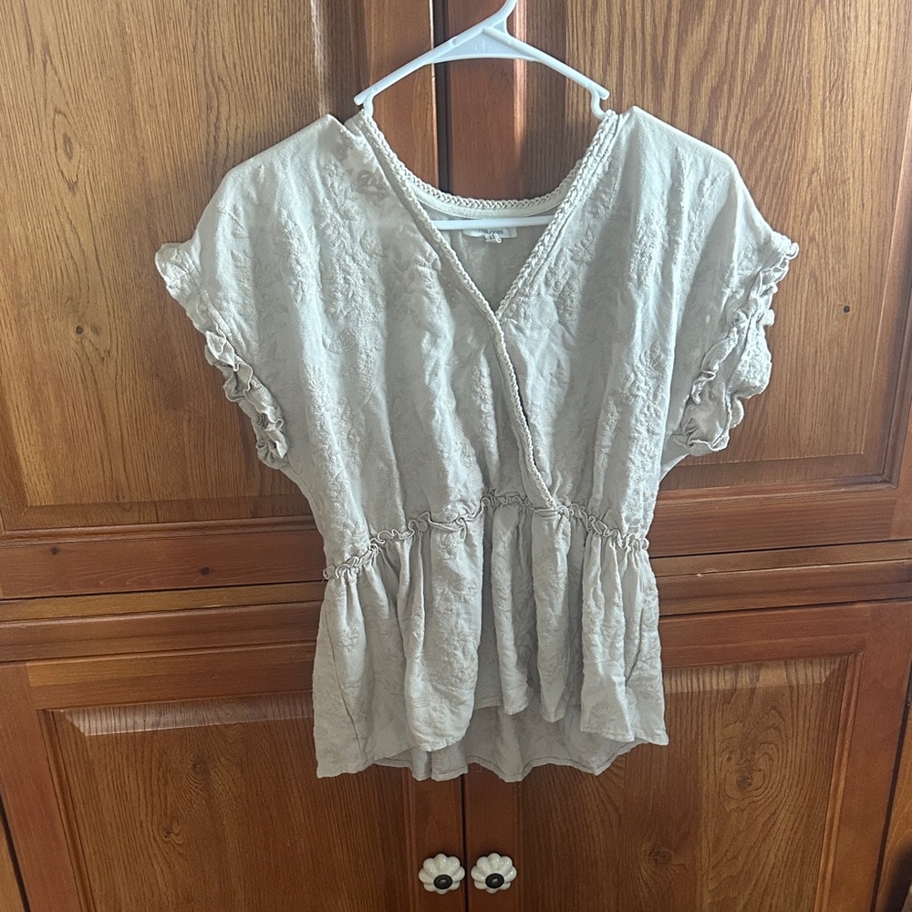 Maurices Cream Ruffle Sleeve Blouse